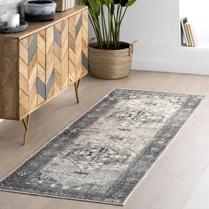 Ковер nuLOOM, 77 x 244 см, машинной стирки, устойчивый к пятнам, с противоскользящей основой, низкопрофильный для гостиной, спальни и столовой, Elisabeth Grey