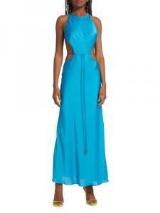 Атласное платье макси Lune с вырезами Alexis, сапфир