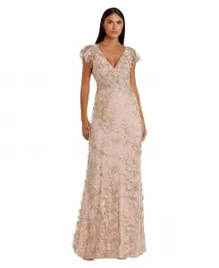 Женское платье с запахом, вышивкой и аппликацией, с рукавами-крылышками Mac Duggal, золотой