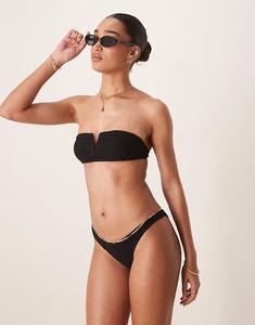 Плавки бикини Stradivarius, связанные крючком, черного цвета