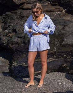 Шорты-боксеры из поплина с завязками спереди от Daisy Street x Molly Mcfarlane в синюю полоску