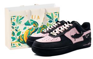 Nike Женские кроссовки Air Force 1 Abrasion Resistant Low top Skateboard черный розовый