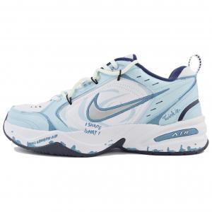 Nike Кроссовки Air Monarch 4 Shock Absorbers с противоскользящим покрытием, устойчивые к истиранию, низкие, массивные, унисекс, белые, синие