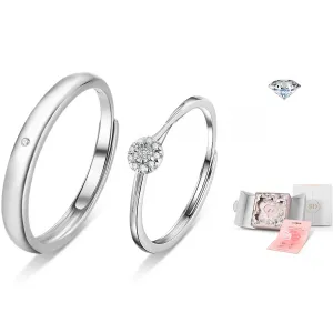 SOFTDORA Комплект из серебра S925 с бриллиантами парное кольцо унисекс