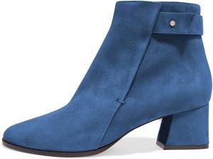 Женские ботильоны YDN с круглым носком, низкий каблук-блок, ремешки, удобные праздничные туфли с боковой молнией, Blue