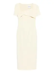 Макси-платье с квадратным вырезом и перекрученным элементом Roland Mouret, желтый