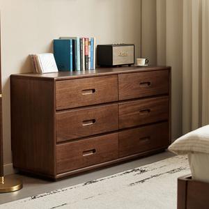 Quanu Комод из массива дерева для спальни в скандинавском стиле, 6 ящиков, комбинированный с туалетным столиком и расширяемой тумбой