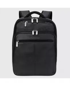 13-дюймовый дорожный рюкзак для ноутбука из натуральной кожи, тонкий ручная кладь дневной рюкзак Alpine Swiss, черный
