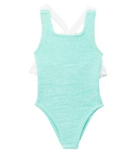 Купальник Lara с бантом и рюшами Hunza G Kids, Metallic Mint