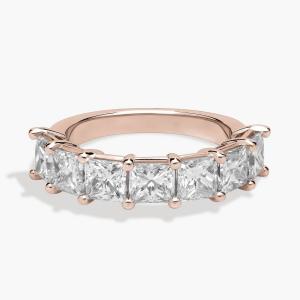 Кольцо «Принцесса» с семью выращенными в лаборатории бриллиантами из 14-каратного розового золота (3 карата, двойной цвет - FG / VS2-SI1) Blue Nile