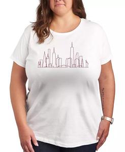 Футболка размера плюс с графическим принтом NYC Skyline Line Art Hybrid Apparel, белый