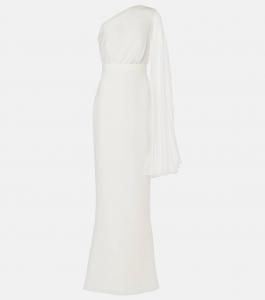 Свадебное платье Lorena из шифона и кади Max Mara, цвет bianco seta