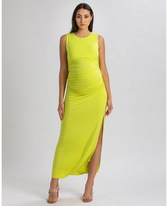 Платье-макси без рукавов с боковой драпировкой и разрезом для беременных PIETRO BRUNELLI MATERNITY, Lime