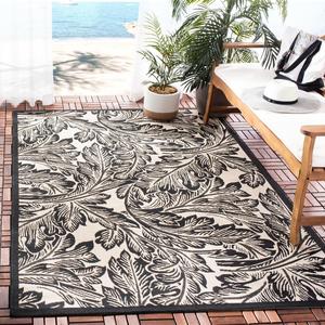 Ковер SAFAVIEH, 161 x 232 см, Washable Rug Outdoor Courtyard Collection - Sand & Black, без линьки и легкий в уходе, идеален для патио, заднего двора, прихожей (CY2996-3901)