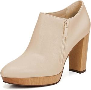 Женские модные ботильоны XYD с массивным каблуком и платформой, зауженный носок, боковая молния, обувь для вечеринок и работы, Bisque