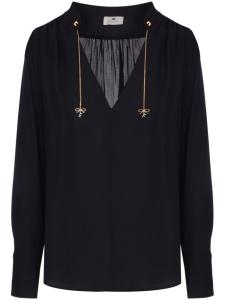 Блузка из крепа Elisabetta Franchi с V-образным вырезом, черный