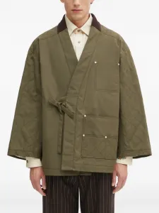 Стеганая куртка с плетеным узором и завязками Kenzo, зеленый