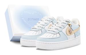 Air Force 1 устойчивые к истиранию низкие кроссовки для скейтбординга женские Nike, синий/желтый