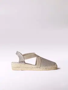 Женские эспадрильи на танкетке из блестящей ткани на резинках Toni Pons, золотой