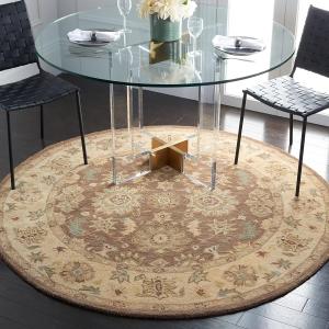 Ковер SAFAVIEH, 183 x 183 см, Anatolia Collection, круглый, Brown & Beige, ручной работы, традиционный восточный, шерстяной, идеален для помещений с высокой проходимостью в гостиной, спальне (AN557B)