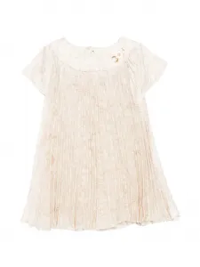 Твиловое платье со складками Versace Kids, бежевый