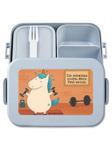 Mr. & Mrs. Panda Дизайн бенто-бокса «Единорог для фитнеса» с надписью, пастельно-голубой цвет