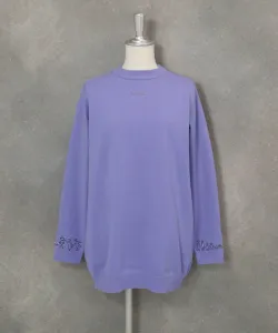 Вязаный свитер с вышитыми манжетами из шерстяной смеси Studio Picone, цвет Light Purple(079)