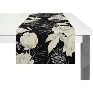 Дорожка для стола Eden GOTS органическая, сертифицирована CERES 0242, Сделано в Германии Adam, черный/белый