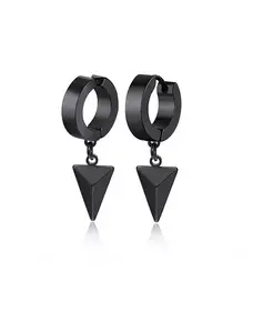 Серьги-Кольца с треугольными подвесками из нержавеющей стали Metallo, black