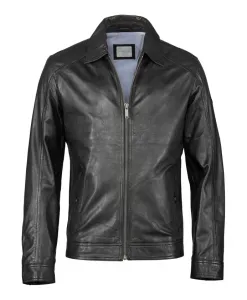 Элегантная кожаная куртка с нашивкой с логотипом. Bugatti, черный