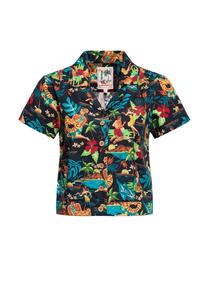 Блузка-рубашка гавайского дизайна QUEEN KEROSIN, черный