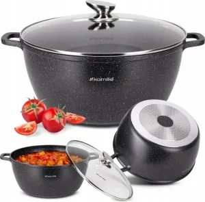 Традиционная мраморная кастрюля объемом 10,0 л с крышкой, подходит для индукционной и газовой плиты, цвет ромашка Kamille