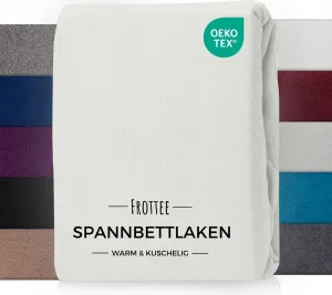 Простыня махровая на резинке, белая, 160х200 см, теплая зимняя Carpe Sonno