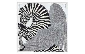 HERMES Шёлковый шарф женский чёрно-белый, Black White