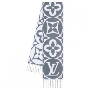 Шерстяной вязаный шарф женский серый LOUIS VUITTON