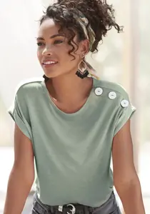 Рубашка Buffalo с короткими рукавами, с декоративными пуговицами, удобная футболка из трикотажа, базовая модель, хаки