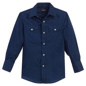 Gioberti Детская повседневная однотонная рубашка в стиле вестерн с длинными рукавами и жемчужными кнопками, темно-синий