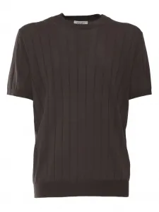 Футболка в рубчик с круглым вырезом Kangra, коричневый
