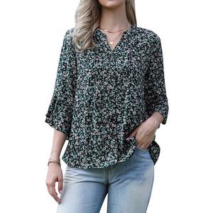 Топ с v-образным вырезом и рукавом 3/4, летняя туника с цветочным принтом Inspire Chic