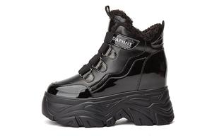 DAPHNE Зимние ботинки женские высокие золотисто-черные с золотистой подкладкой из флиса, цвет Gold Fleece-Lined