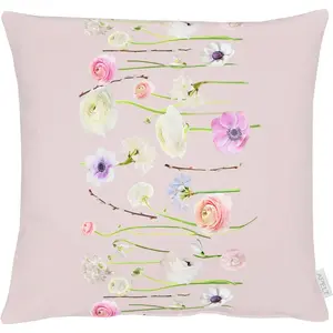 Декоративная подушка 6403 с ранункулюсами, наволочка без наполнителя, 1 шт. Apelt, Bunt/rosa + gemustert