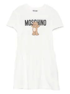 Платье с принтом Teddy Bear Moschino Kids, белый