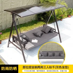 Садовые качели-кровать Green Water Narat, матрас-сиденье+подушки, темно-серый