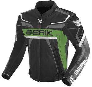 Кожаная мотоциклетная куртка Berik absolute race, Black/Green/Anthracite