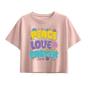 Футболка Boxy для девочек 7-16 лет Peace Love Easter Licensed Character, Light Pink
