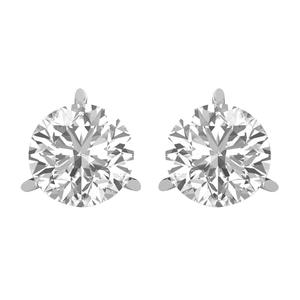 Серьги-гвоздики с 3 зубцами, 14-каратное золото, круглые выращенные в лаборатории бриллианты 3 карата Diamond2Deal, белый