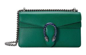 Кожаная плечевая сумка Дионис, через плечо с принтом трубы женская зеленая GUCCI