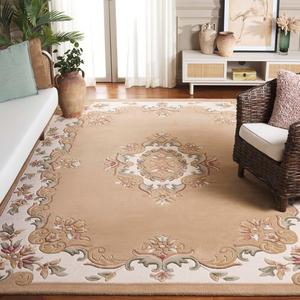 Ковер SAFAVIEH, 244 x 305 см, - коллекция Aubusson - большой - beige & ivory, ручной работы из шерсти, традиционный дизайн, идеально для гостиной, спальни, офиса, столовой (AUB301B)