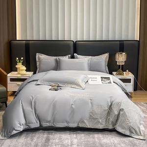 LUOLAI HOME Комплект постельного белья 1,5-спальный, 4 предмета, простыня, пододеяльник 200x230 см, не садится, не линяет, цвет Juliye Starry Sky Gray