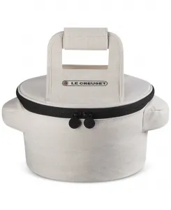 Круглая холщовая сумка-тоут в виде чугунной кастрюли Le Creuset, экрю